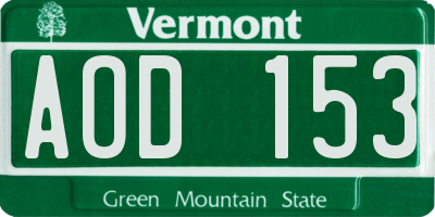 VT license plate AOD153