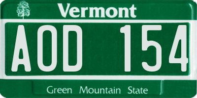 VT license plate AOD154