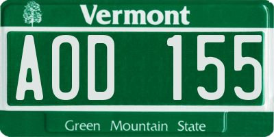 VT license plate AOD155