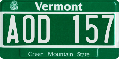 VT license plate AOD157