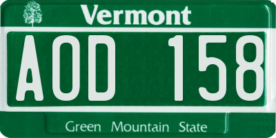 VT license plate AOD158