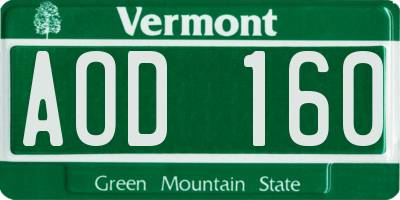 VT license plate AOD160