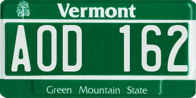 VT license plate AOD162