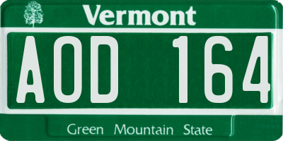 VT license plate AOD164