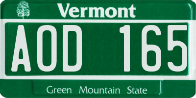 VT license plate AOD165