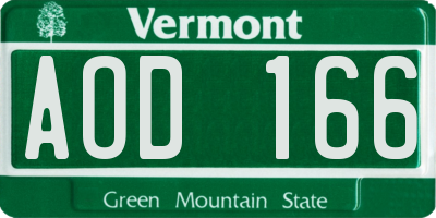 VT license plate AOD166