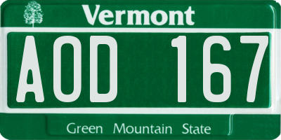 VT license plate AOD167