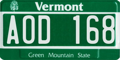 VT license plate AOD168