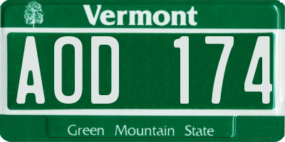 VT license plate AOD174
