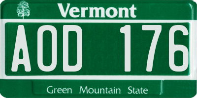 VT license plate AOD176