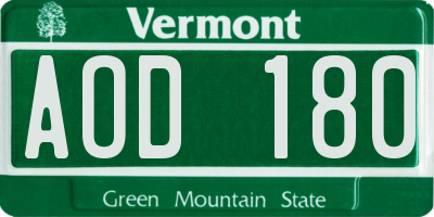 VT license plate AOD180