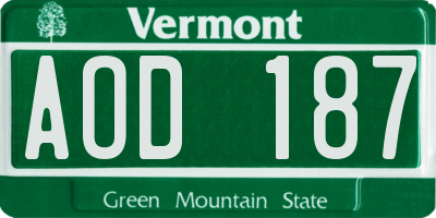 VT license plate AOD187