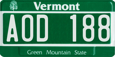 VT license plate AOD188