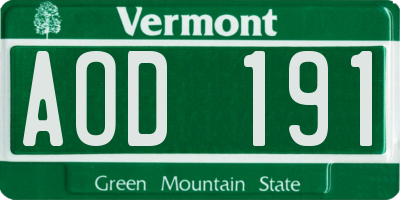 VT license plate AOD191