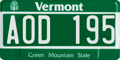 VT license plate AOD195