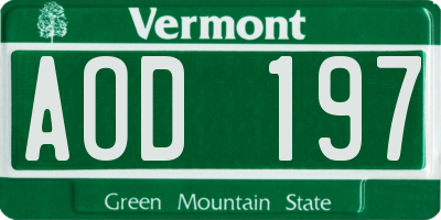 VT license plate AOD197