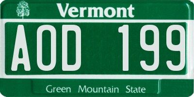 VT license plate AOD199