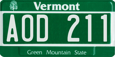 VT license plate AOD211