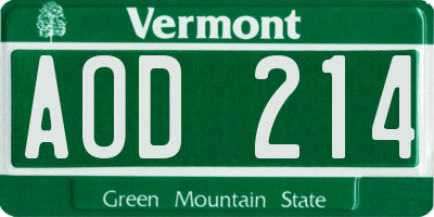 VT license plate AOD214
