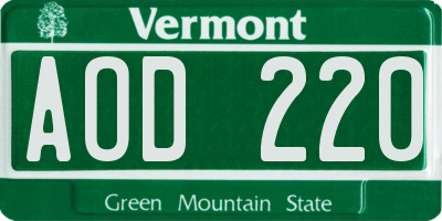 VT license plate AOD220