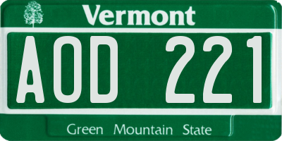 VT license plate AOD221