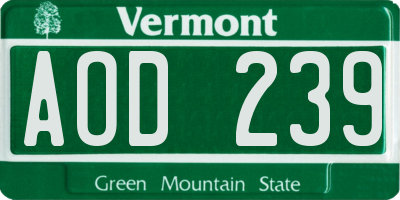 VT license plate AOD239