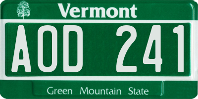 VT license plate AOD241