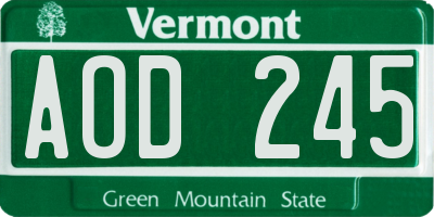 VT license plate AOD245
