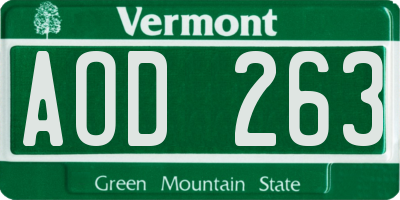 VT license plate AOD263