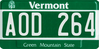 VT license plate AOD264
