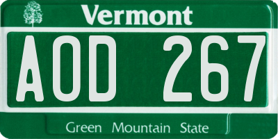 VT license plate AOD267