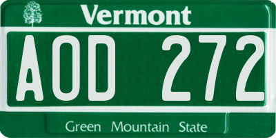 VT license plate AOD272