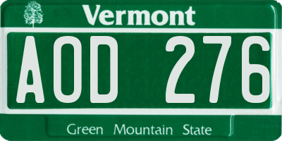 VT license plate AOD276
