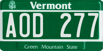 VT license plate AOD277