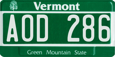 VT license plate AOD286