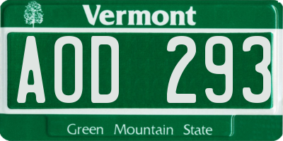 VT license plate AOD293
