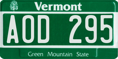 VT license plate AOD295