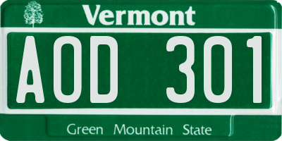 VT license plate AOD301