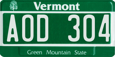 VT license plate AOD304