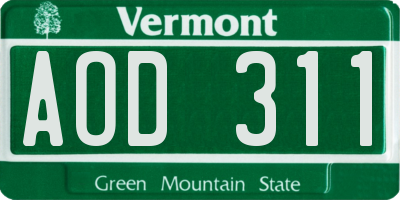 VT license plate AOD311