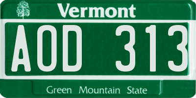 VT license plate AOD313