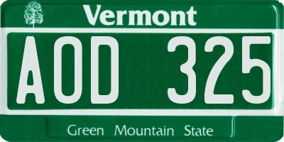 VT license plate AOD325