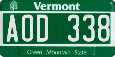 VT license plate AOD338