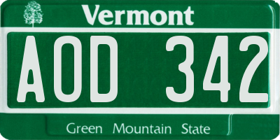 VT license plate AOD342