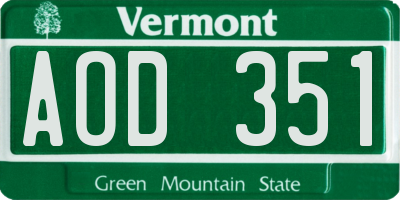 VT license plate AOD351