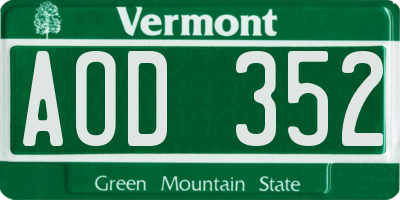 VT license plate AOD352