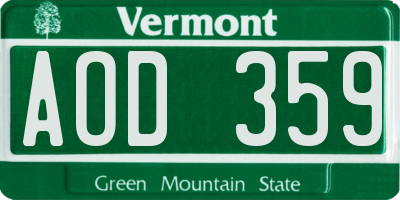 VT license plate AOD359