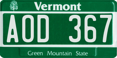 VT license plate AOD367