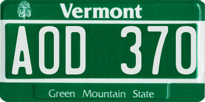VT license plate AOD370