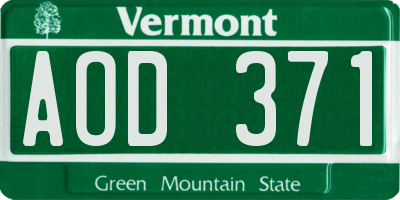 VT license plate AOD371